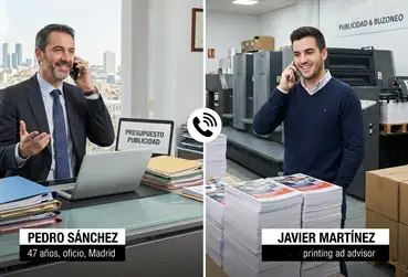 empresarios de barcelona hablando por telefono sobre buzoneo publicidad