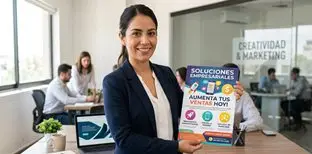 diseñador de folletos mostrando un flyer eficaz